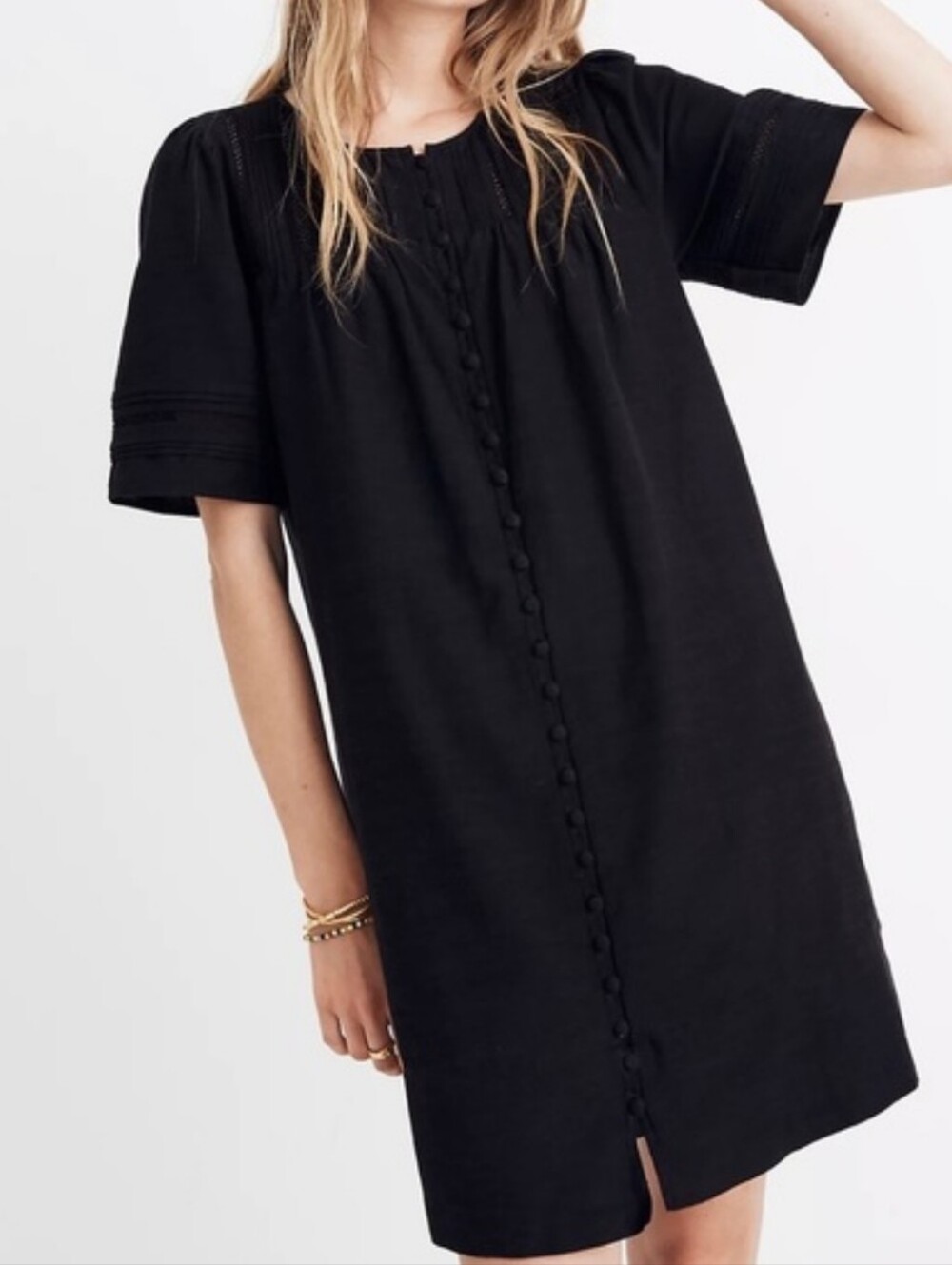 Madewell Pleated Button-front Shift Dress